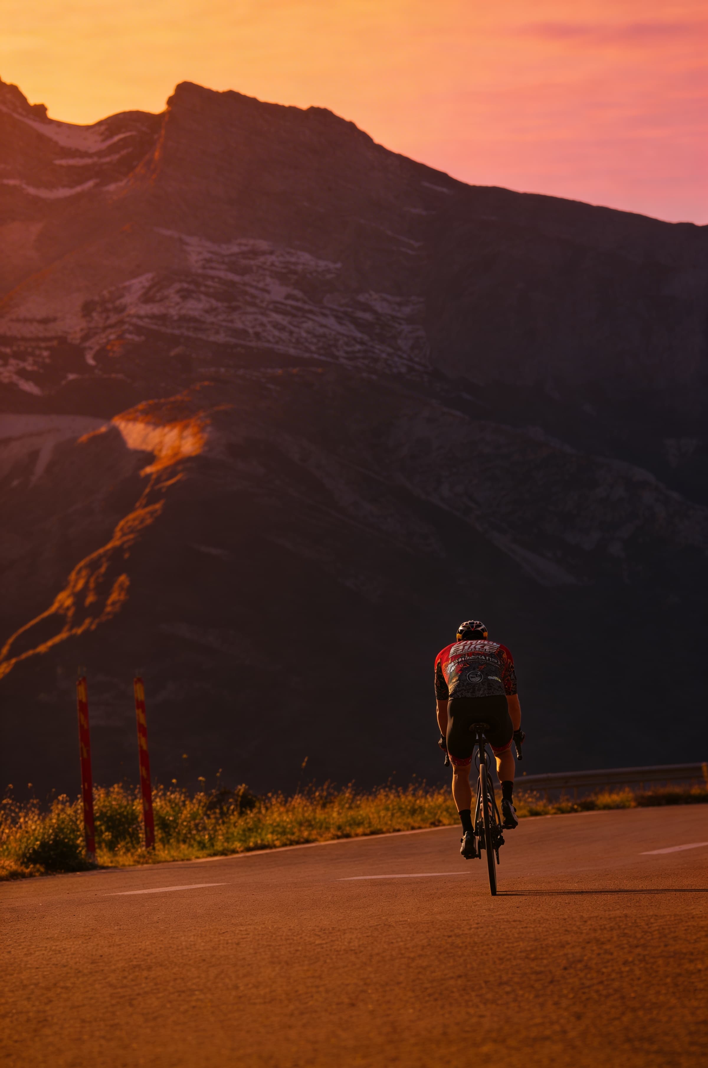 Rider TBE al tramonto sui monti d'Abruzzo